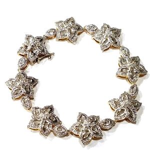 SJ 925 Gold Over Sterling Silver Flower Bracelet Super Rare Fashion